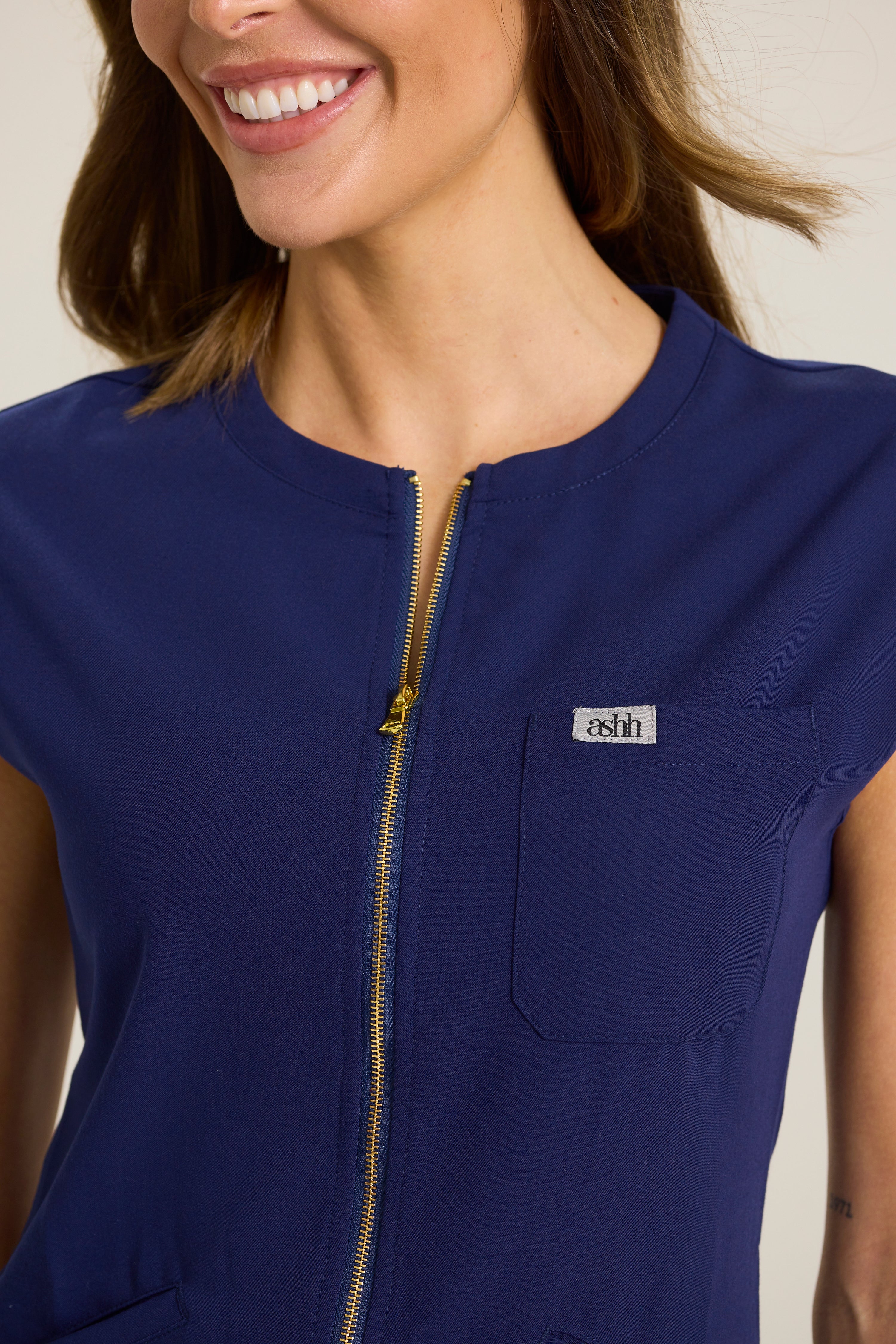 Madison Zip Scrub Top